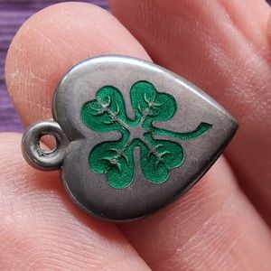 Antique sterling silver puffed heart